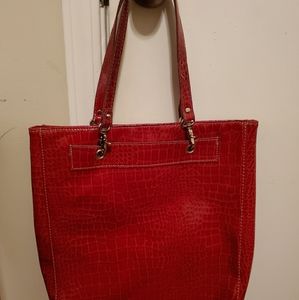 Snake skin red tote